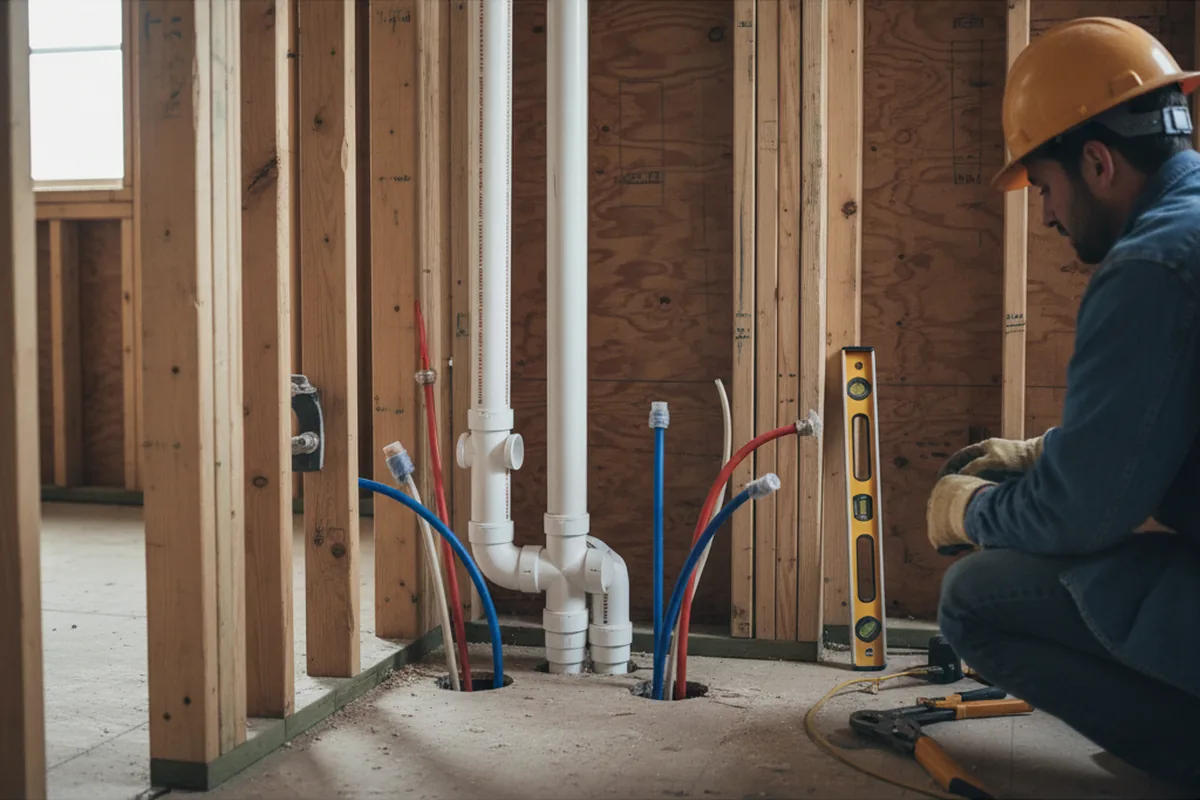 Drain and supply rough-in during Sump Pump Repair in League City