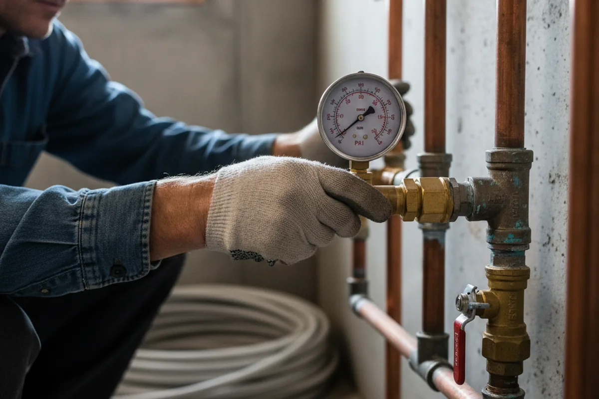 Pressure testing a repaired line during Water Line Repair in League City